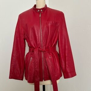 Vintage Red Leather Jacket | Fits L /Oversized M
